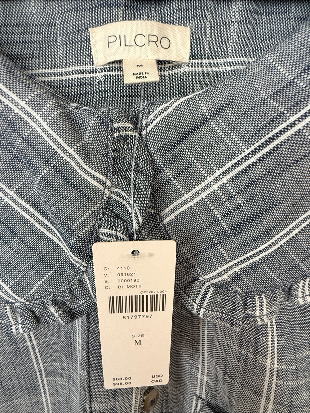 Pilcro Blue and White Striped Ruffle-Collar Button Down Top (Anthropologie) - Picture 3 of 7